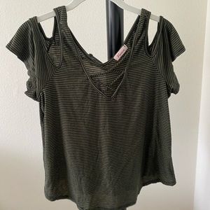 Green and black stripped top